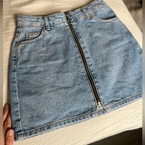 Topshop Denim mini skirt with zipper